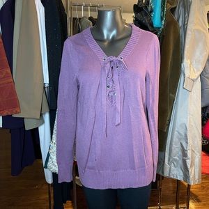 Mauve Pink Soho New York and Company Cross Tie Sweater